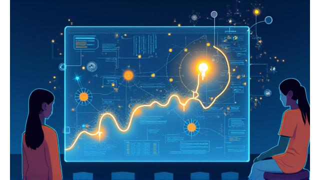 Intelligence artificielle personnalisant un parcours d'apprentissage pour un étudiant unique sur un écran.